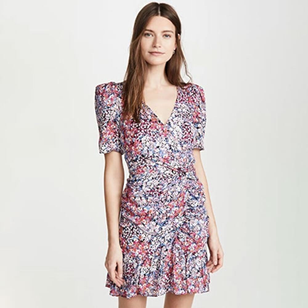 Parker Krislyn Floral Silk Mini Dress in Dahlia Ditsy - Size 4